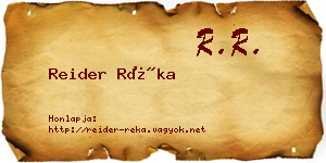 Reider Réka névjegykártya